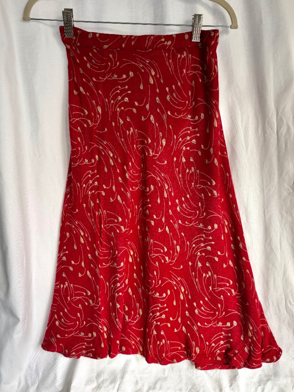 Vintage Putumayo Red Floral Print Midi Skirt